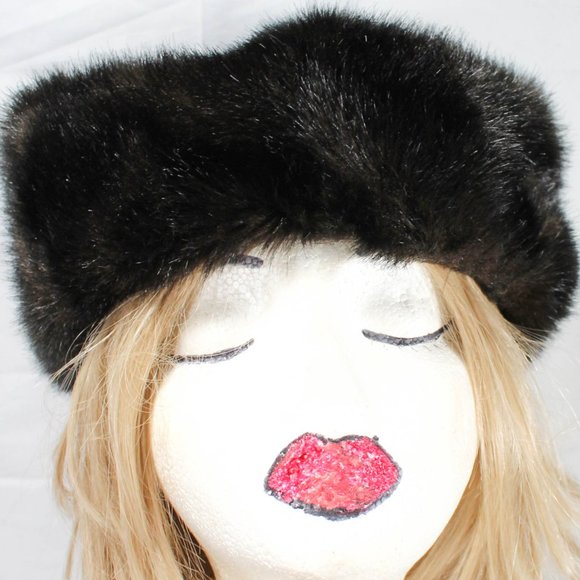 Vintage 1960s Brown Faux Fur Hat Classic - Picture 1 of 6
